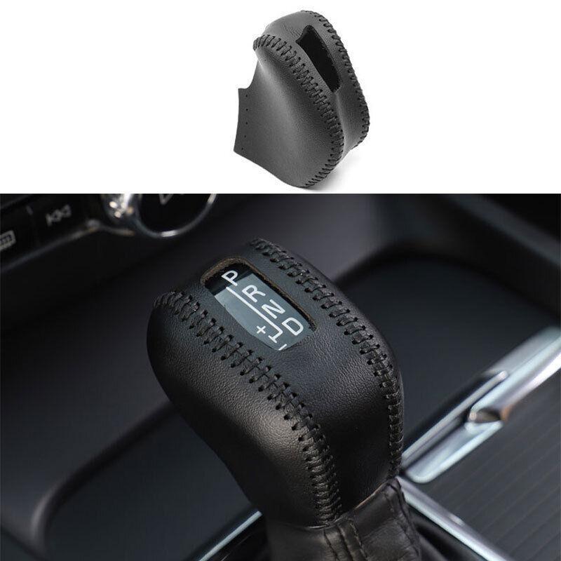 Fit for Volvo XC90 2016-2022 Black Leather Console Gear Shift Knob Cover Trim