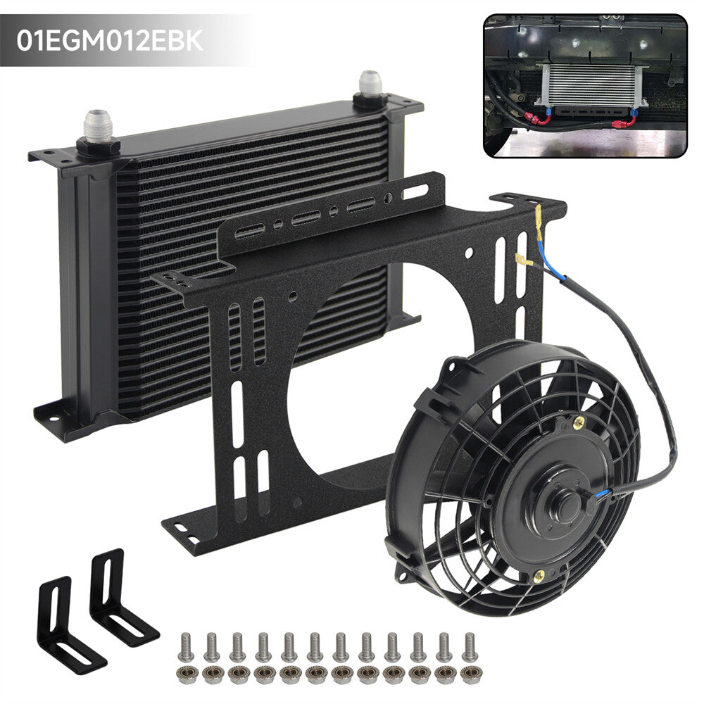 Universal 25 Row AN8 Engine Oil Cooler + 7 Fan Kit New Mounting Bracket Kit BK