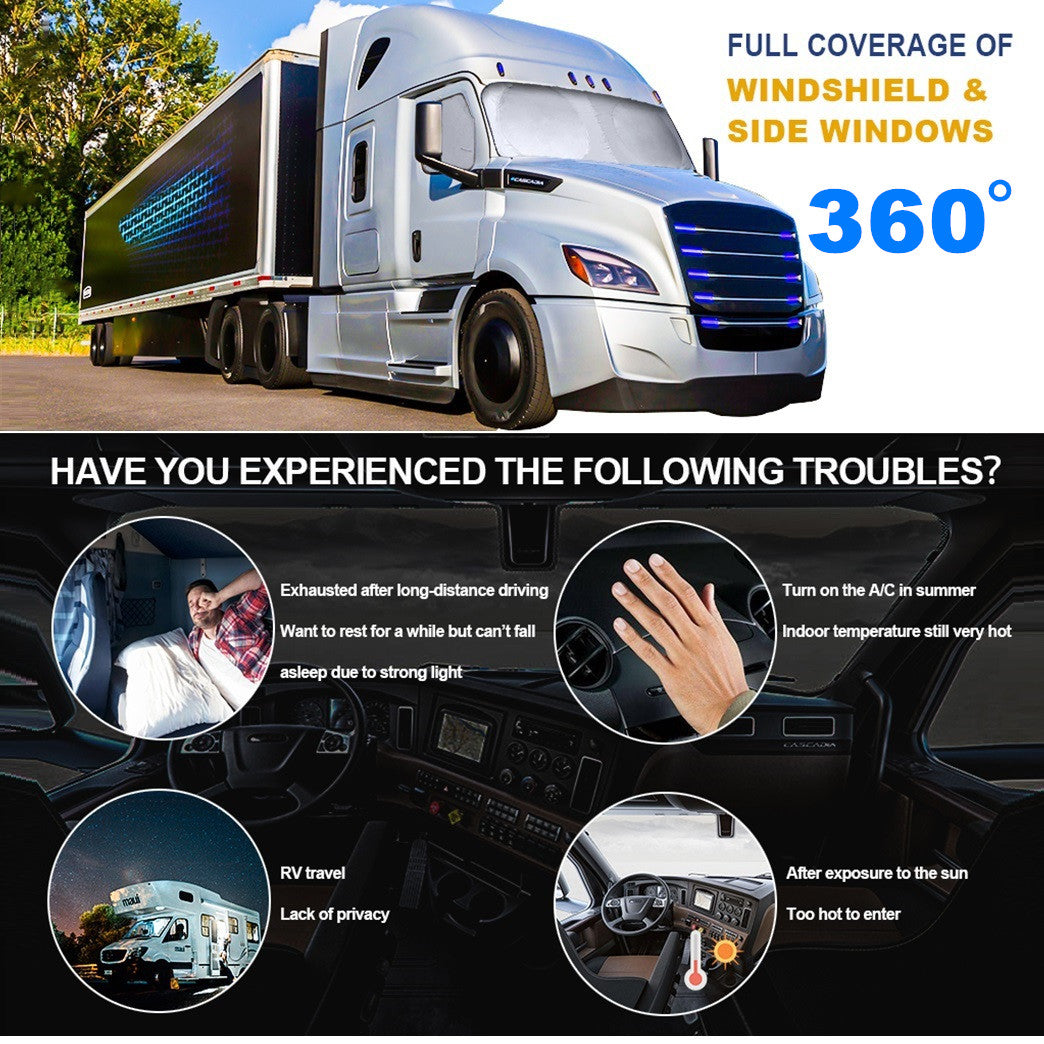 for Peterbilt 579 Semi-Truck Windshield Side Window Sun Shade UV Block Cover