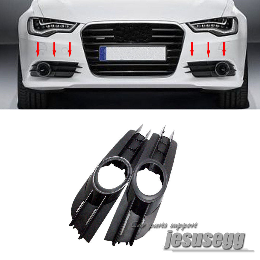 2x Front Bumper Foglight Lamp Grille Cover LR Set For A6 A6 Quattro C6 05-08