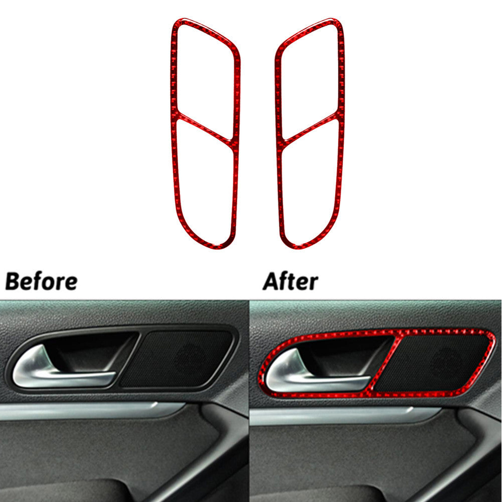 31Pcs Red Carbon Fiber Interior Kit Cover Trim for Volkswagen for Tiguan 2013-2017