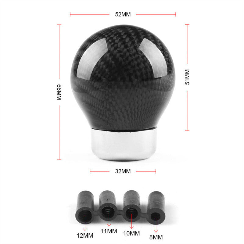 Carbon FiberAluminum Shift Knob Round Ball Racing Car Gear Shifter Head Manual