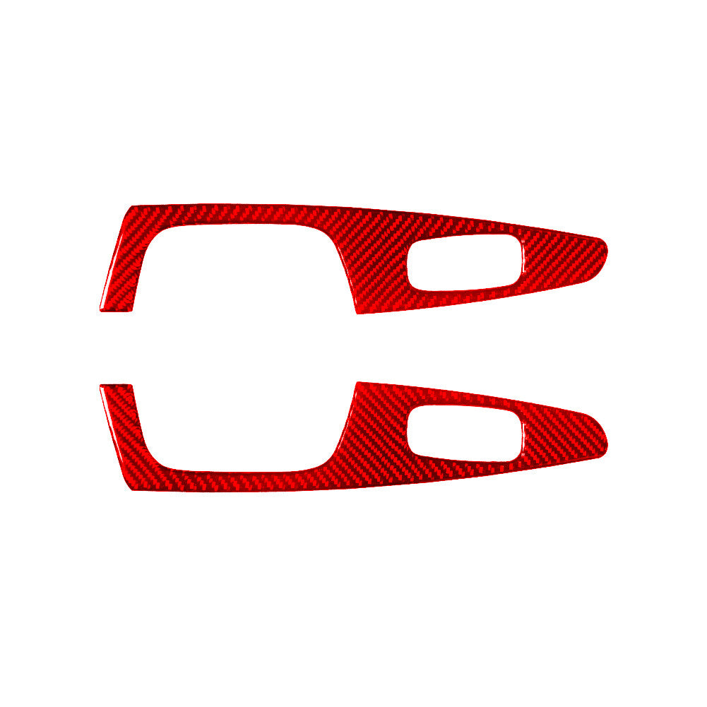 Red Rear Window Switch Buttons Trim Cover Carbon Fiber for Toyota Tacoma 2012-15