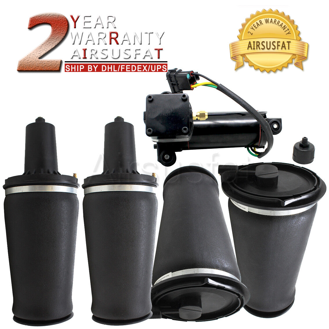 5pcs Front+Rear Air Spring Compressor Pump for Land Rover II P38 95-02 RKB101460