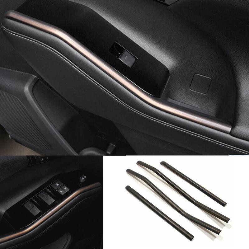 Matte Wood Grain Interior Door Armrest Strip 4pc for Toyota Highlander 2020-2023