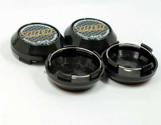 4-piece set of 64mm Volk racing wheel caps, rim caps, wheel center caps, badge logos, black