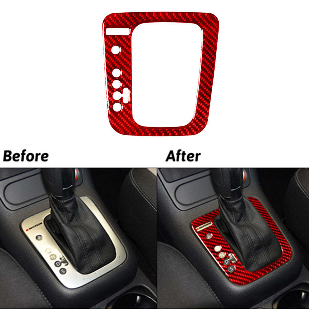 Red Carbon Fiber Rear Window Lift Switch Trim for Volkswagen for Tiguan 2013-2017