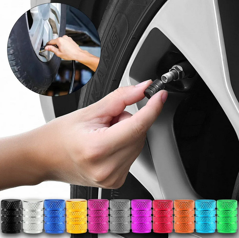4-Piece Car Tire Valve Cover Stem Air Dust Cover Premium Metal Blue/White for Jeep for Mini
