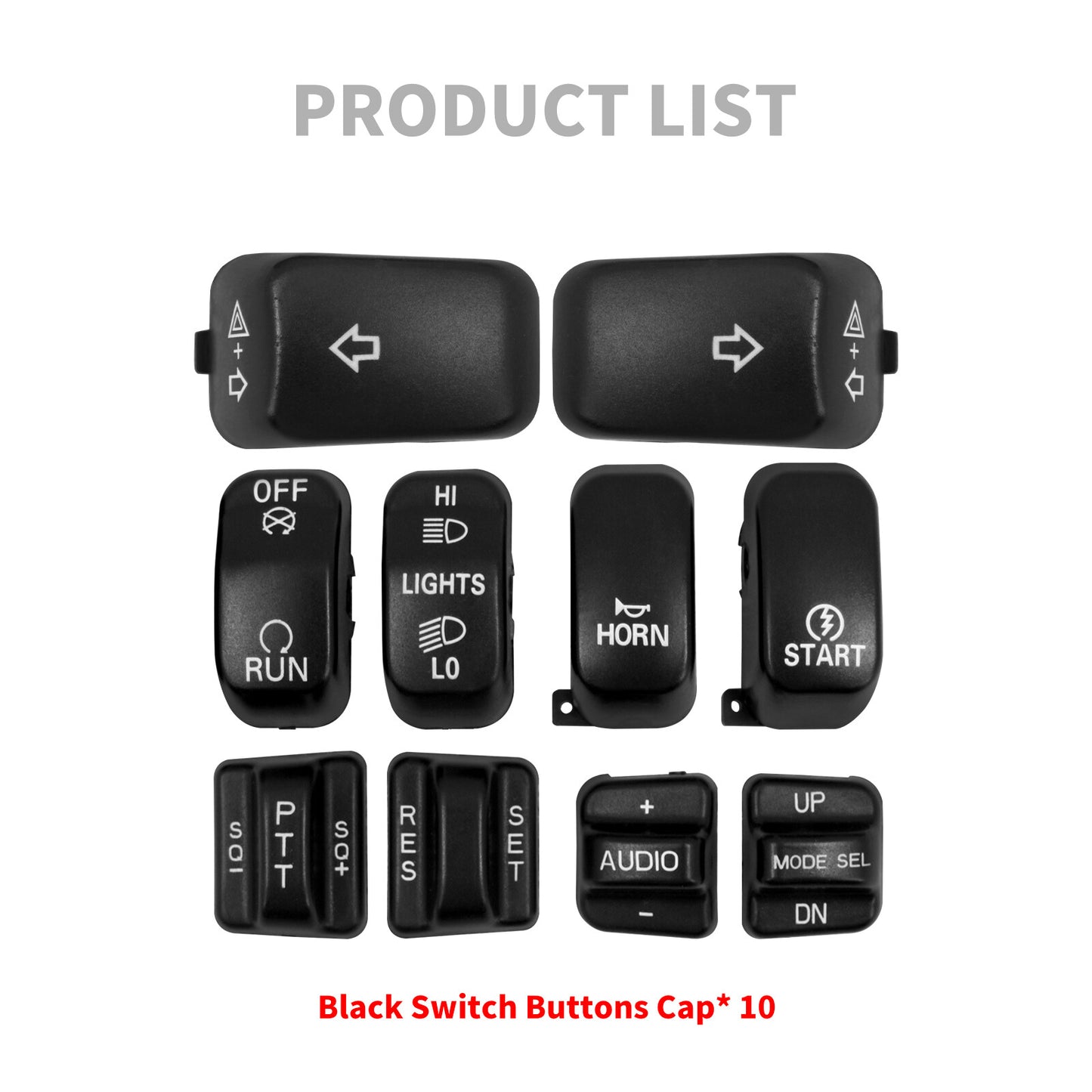 10x Black Replacement Switch Button Cap for Harley Touring Softail Dyna 96-13