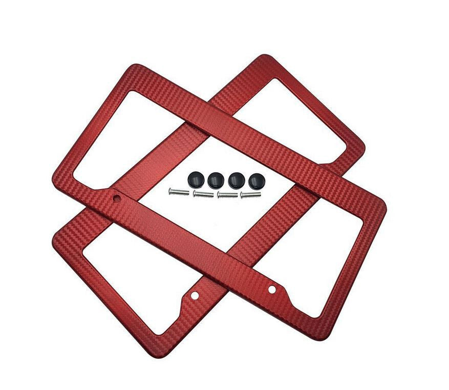Car license plate frame cover cap trunk red carbon for Cadillac