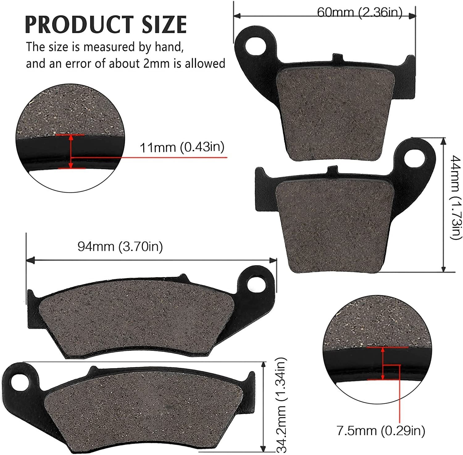 Front Rear Brake Pads for Honda CR125R CR250R CRF250R CRF250X CRF450RX CRF450X