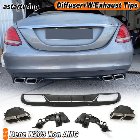 Fit for Benz C Class W205 Sedan 15-17 Non Rear Diffuser With Exhaust Tips PP
