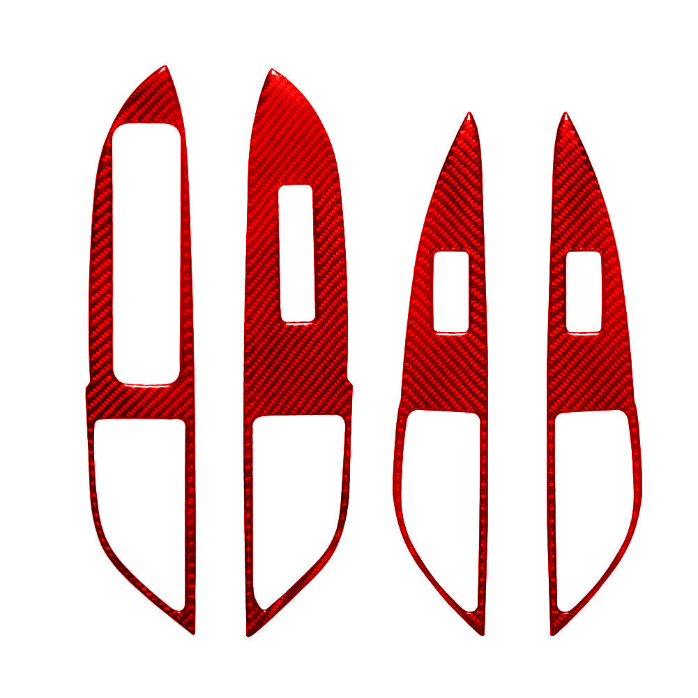 4X Red Carbon Fiber Door Window Control Trim for Mitsubishi Outlander 2014-2016