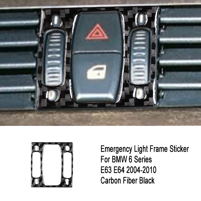 Carbon fiber warning light button cover suitable for BMW 6 Series E63 E64 2004-2010