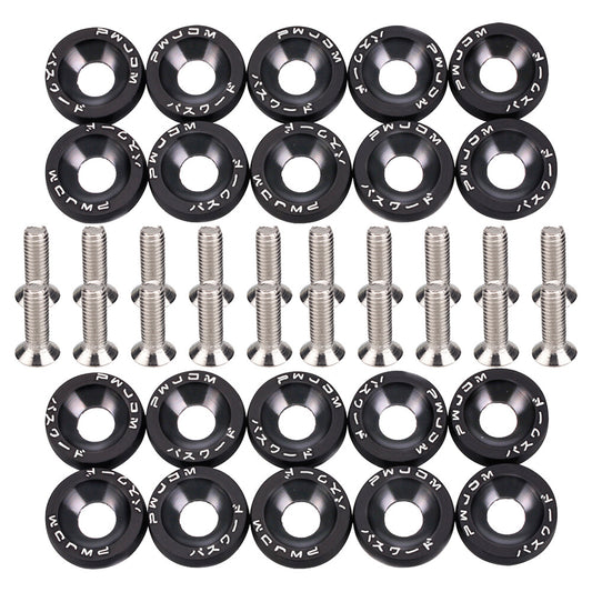 20X Black JDM Billet Aluminum Fender/Bumper Washer/Bolt Engine Bay Dress Up Kit