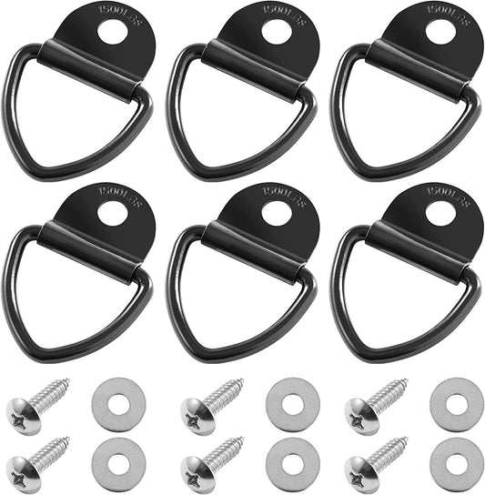 6-Piece V-Ring Anchor 1/4-inch Heavy Duty Steel Hooks for Trucks, Trailers, and Campers