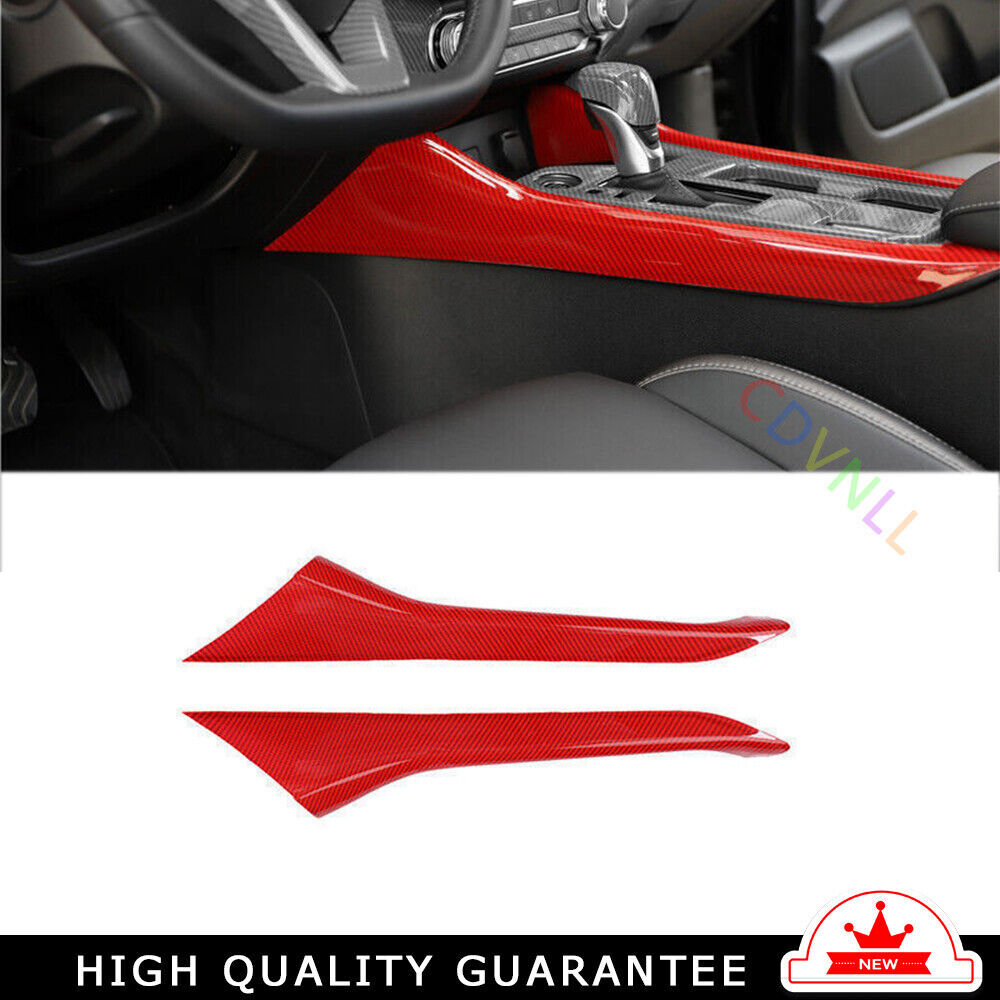 Gear Shift Both Side Cover Trim Fit for Nissan Sentra 2020-2022 Red Carbon Fiber