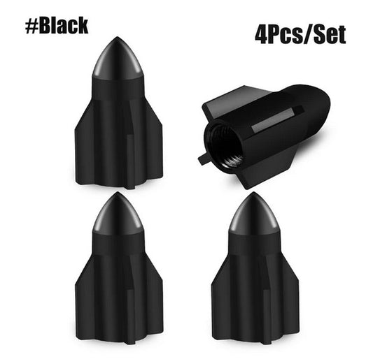 4-piece car tire valve cover rod air dust cover dustproof black bomb for Volvo