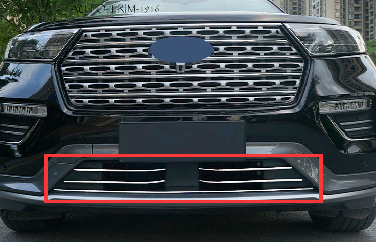 Chrome Front Bumper Lower Decor Grill Trim Strips5 for Ford Explorer 2020-2023