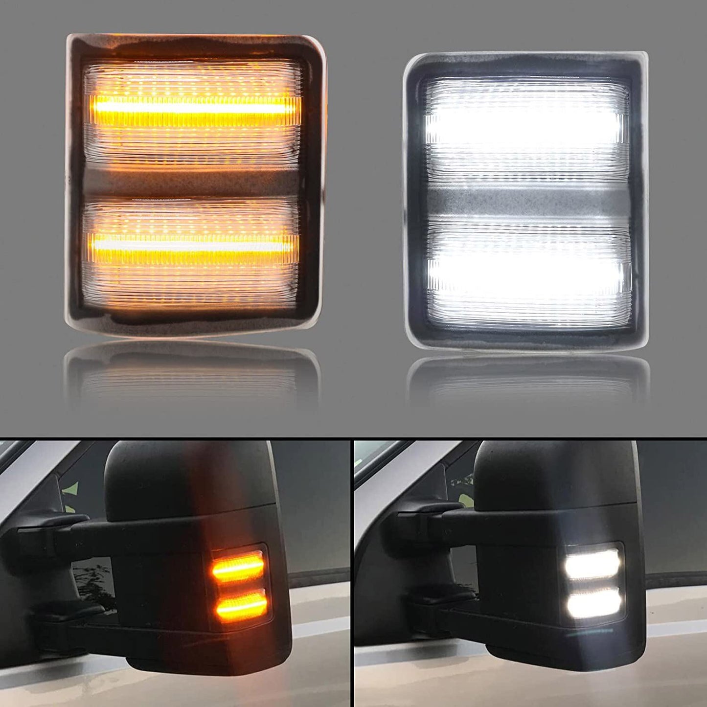 Switchback LED side mirror turn signals applicable to 08-16 for Ford F250 F350 Super Duty