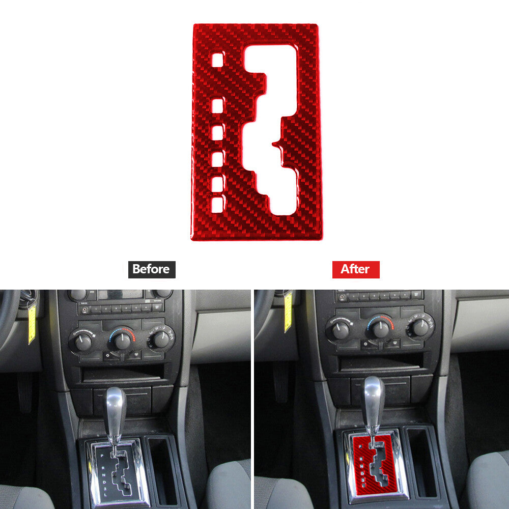 Red Carbon Fiber Gear Shift Panel Cover Trim Type B for Chrysler 300 2005-2007