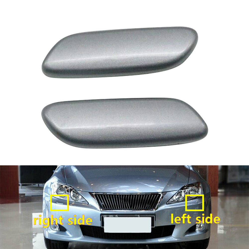 Front L+R Headlight Washer Nozzle Cover Silver For 06-08 for LEXUS IS250 IS300 IS350