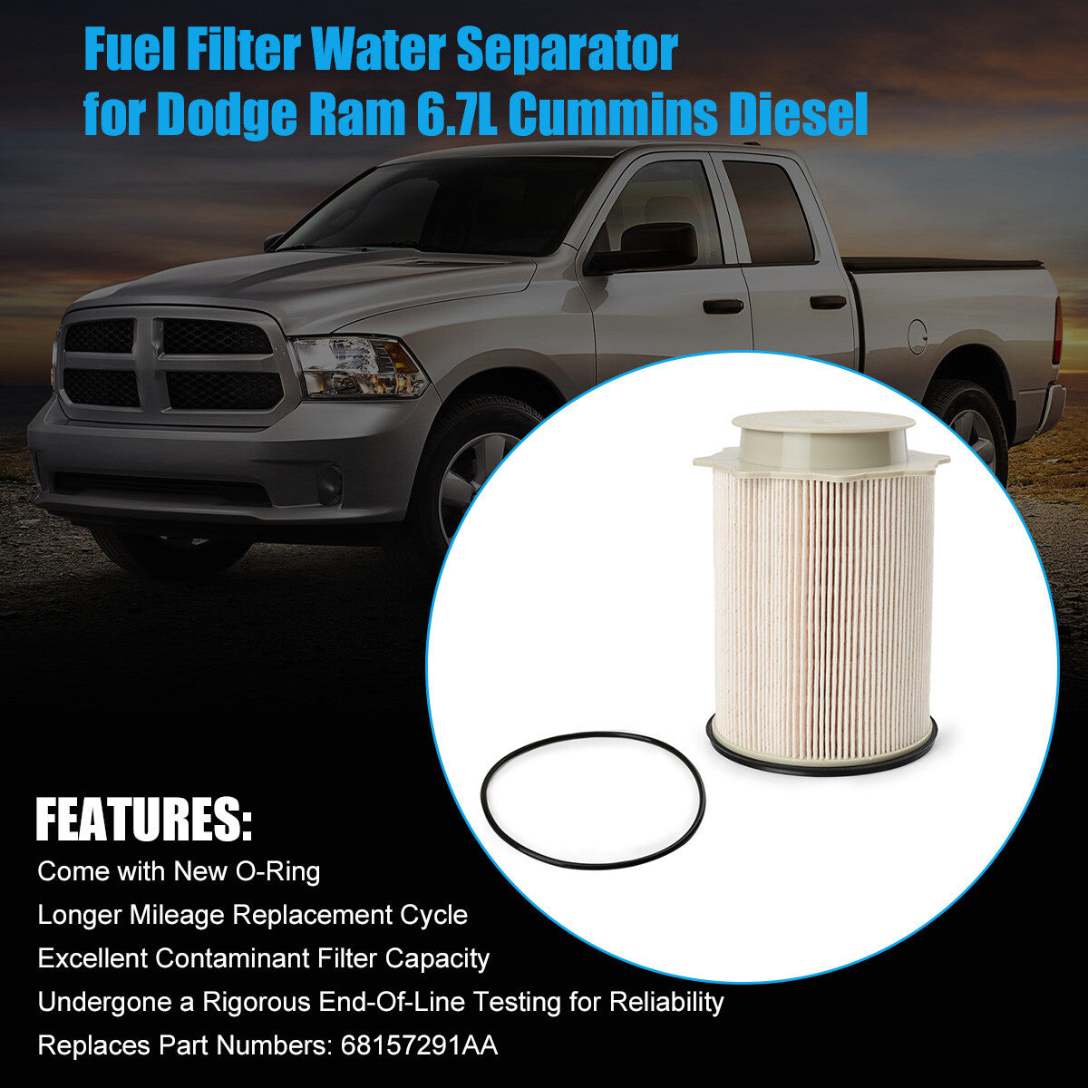 1xFuel Filter for Dodge for RAM 2500 3500 4500 5500 2019-2023 68157291AA