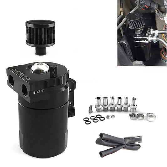 BlackCar Baffled Aluminum Oil Trap Reservoir Fuel Catch Tank With Air Filter Kit
