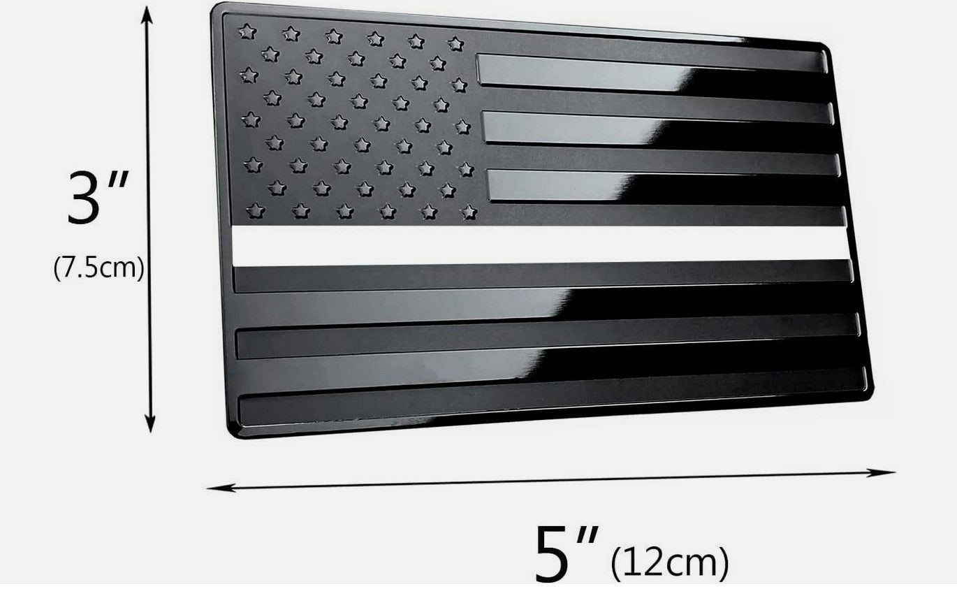 2-Piece Car Side Fender Rear Trunk Badge Stickers, Black and White, American Flag,  for ford