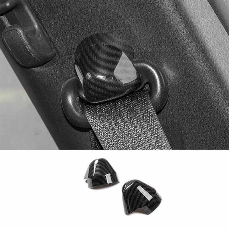Fit for Ford for Mustang 2015-2022 Carbon Fiber for Seat Belt Adjustment Cover Trim 2PCS