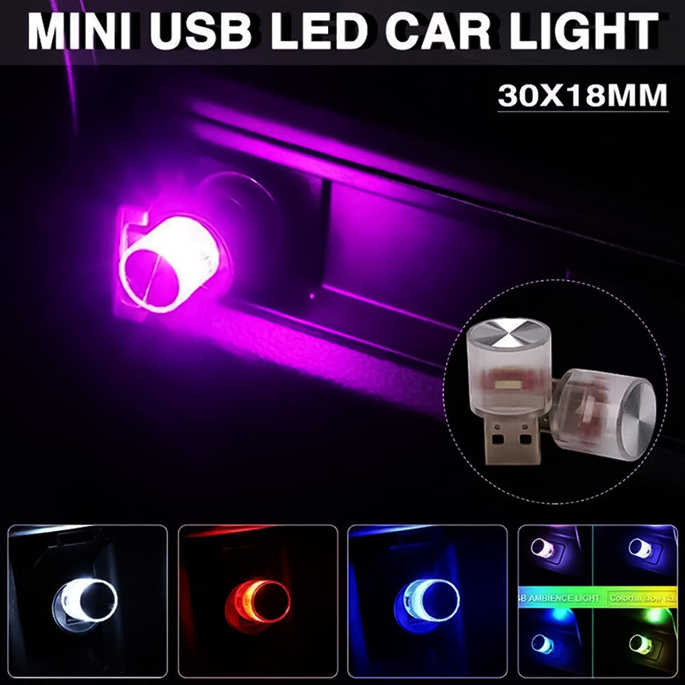 2x Pcs 7 Color Car Interior Accessories for Mini USB LED Light Neon Atmosphere Parts