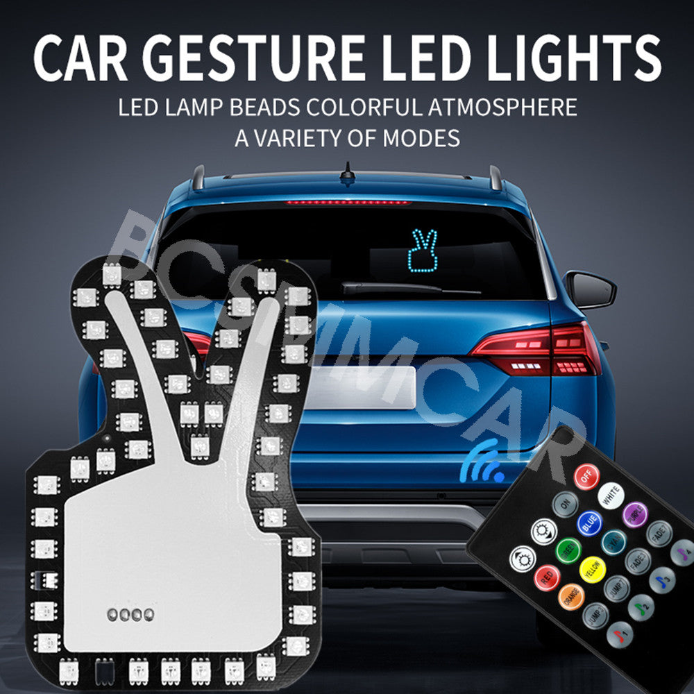 RGB Finger Gesture Light Funny LED Car Back Window Sign Hand Light With Remote